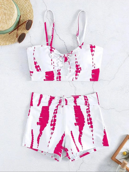 Drawstring Front Shorts Bikinis 2026 High Waist Swimsuit Women Swimwear Female Bathers Bathing Swimming Swim Suit Beachwear