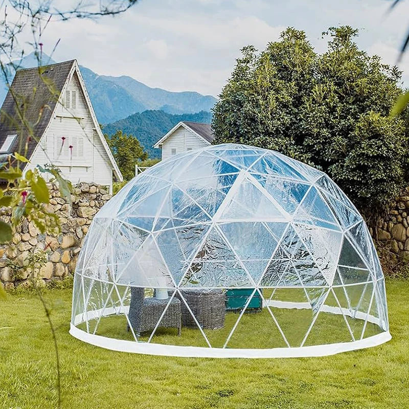 Transparent Geodesic Dome Tent, Luxury Igloo Greenhouse House Clear Bubble Dome Shelter for Backyard Garden Outdoor Activities