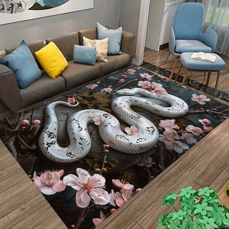Beautiful White Snake Fashion Print Non-Slip Carpet Door Mat Outdoor Carpet Yoga Mat Bedroom Living Room Dormitory Balcony Decor