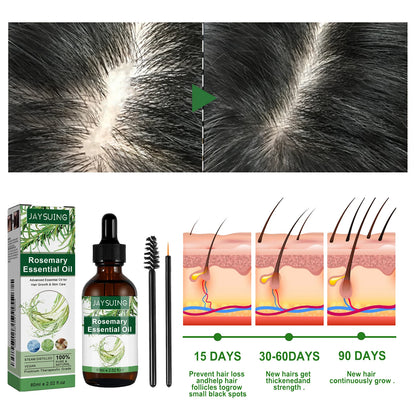 Rosemary Essential Oil 60ml Hair Growth Serum Scalp Treatment Skin Care Anti Aging Vitamin E Enriched for Thicker Hair Glowing
