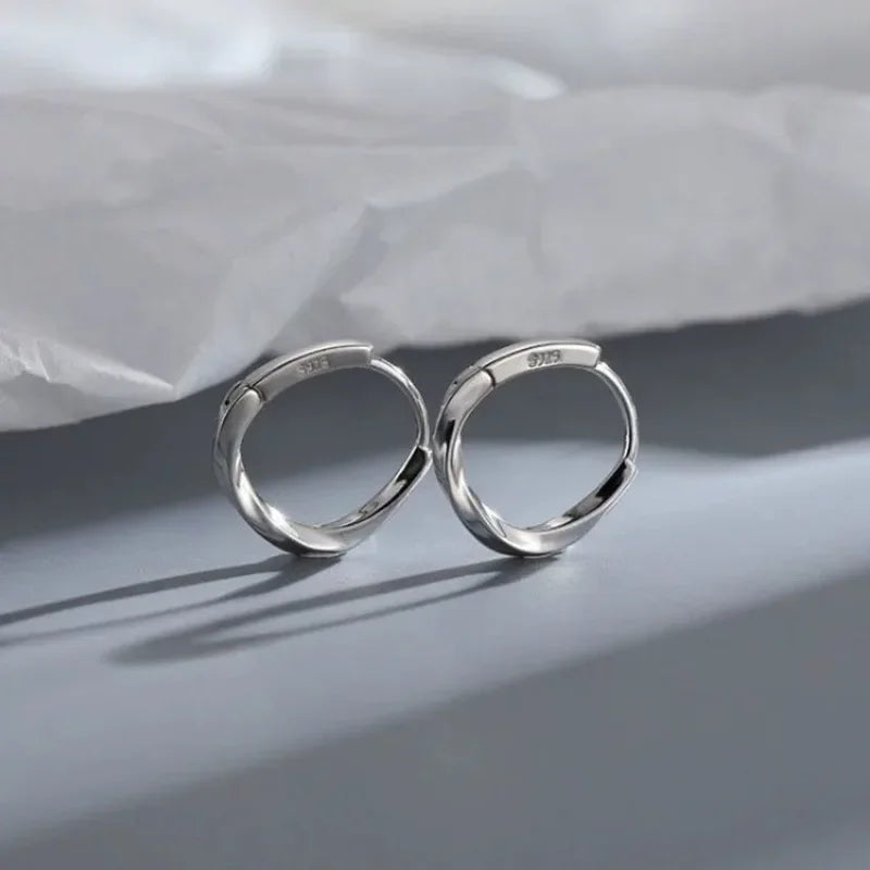 925 Sterling Silver Round Stud Earrings for Women Simple Inlaid Design Hoops Earrings Wedding Party Jewelry Accessories Gifts