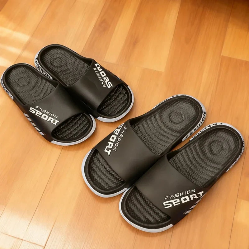 Big Size 36-47 Men Slippers Summer Flat Sole Home Slippers For Women Man Open Toe Trend Slides Couple Light Beach Shoes Sandals
