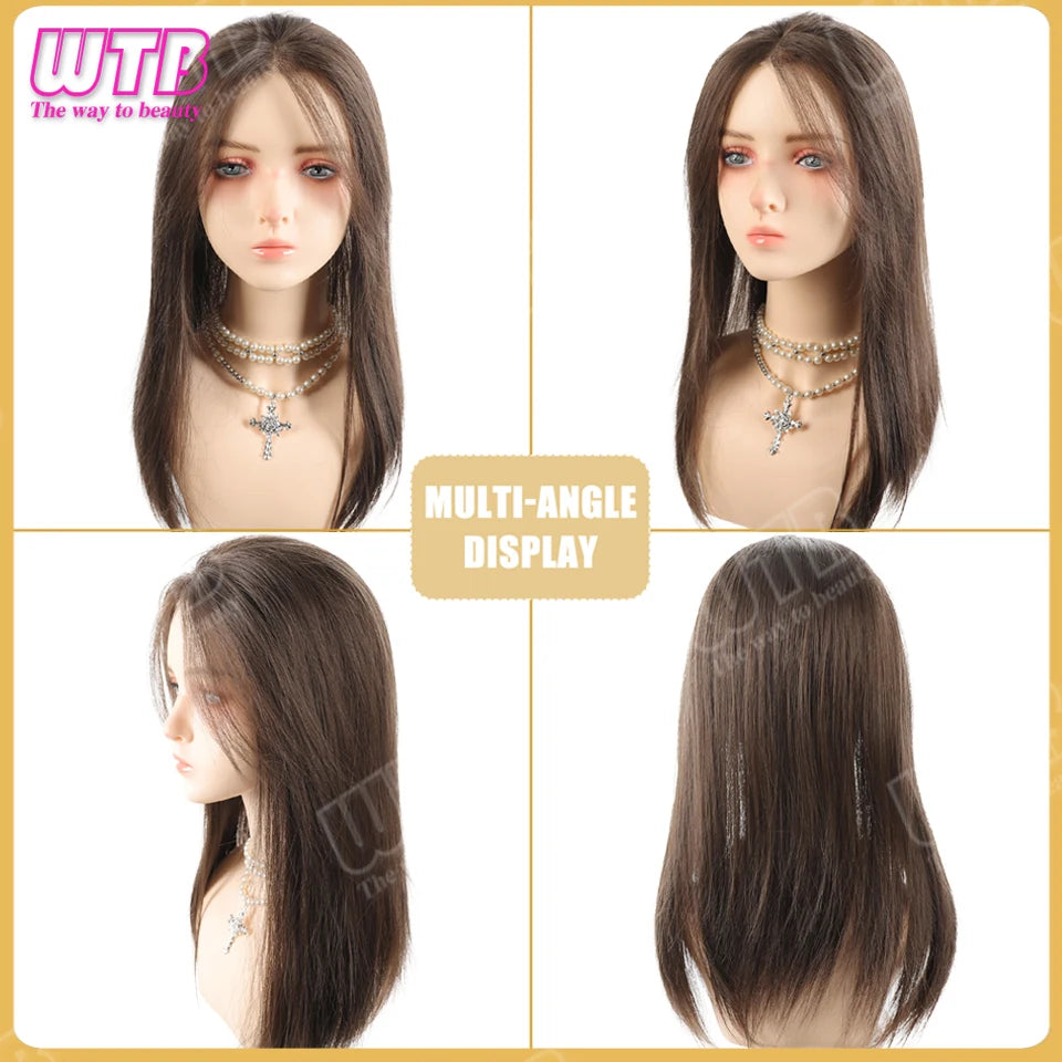 WTB 40cm Lace Front Synthetic Wig Invisible and Seamless Straight Hair Adds Volume Suitable for Women's Daily Wear and Holidays