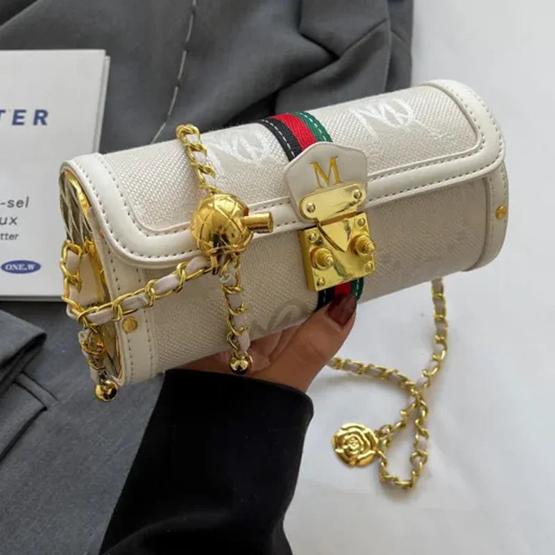 Light luxury brand-name high-end designer bag female 2025 new spring and summer niche shoulder bag messenger bag cylinder bag
