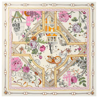 130CM Silk Scarf Women Horse Head Print Stoles Square Scarves Wraps Large Bandana Kerchief Hijabs Female Silk Foulards Sjaal