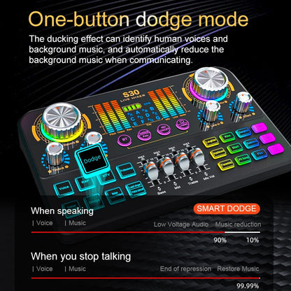 S30 DJ Mixing Effects Audio Mixer FUHAM S30 Live Sound Card Voice Changer for Live Streaming Music Recording