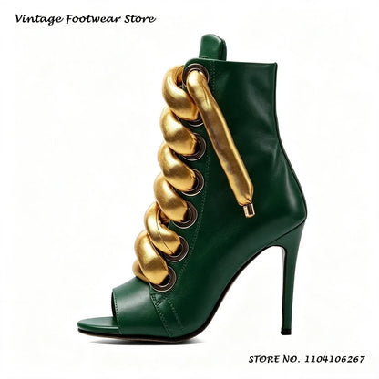 Bold Shoelace Stiletto Ankle Boots Round Open Toe Thin Heels Casual Shoes Women's Spring Autumn Fashion Street Style Booties
