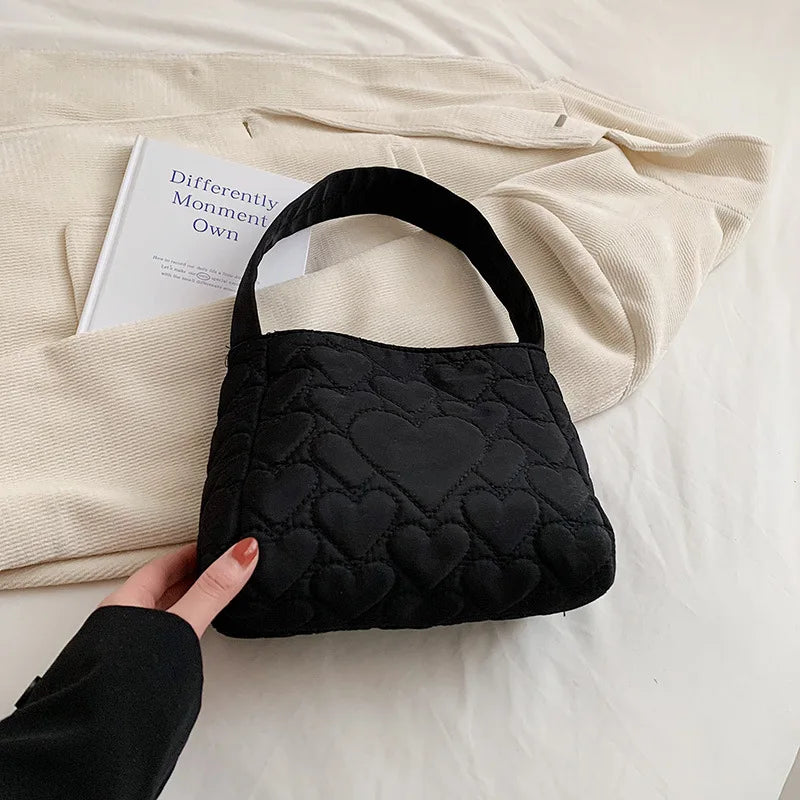 Tote Bags for Women Oxford Luxury Designer Handbags Purse Fashion Heart Winter Small Shoulder Bag Quilted Padded Top Handle Bag