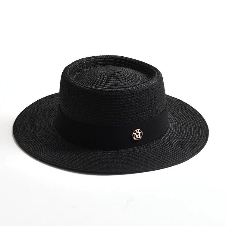 New Summer Straw Sun Hats for Women Ladies Fashion Flat Brim Ribbon Beach Hat Travel Dress Cap Chapeau Femme