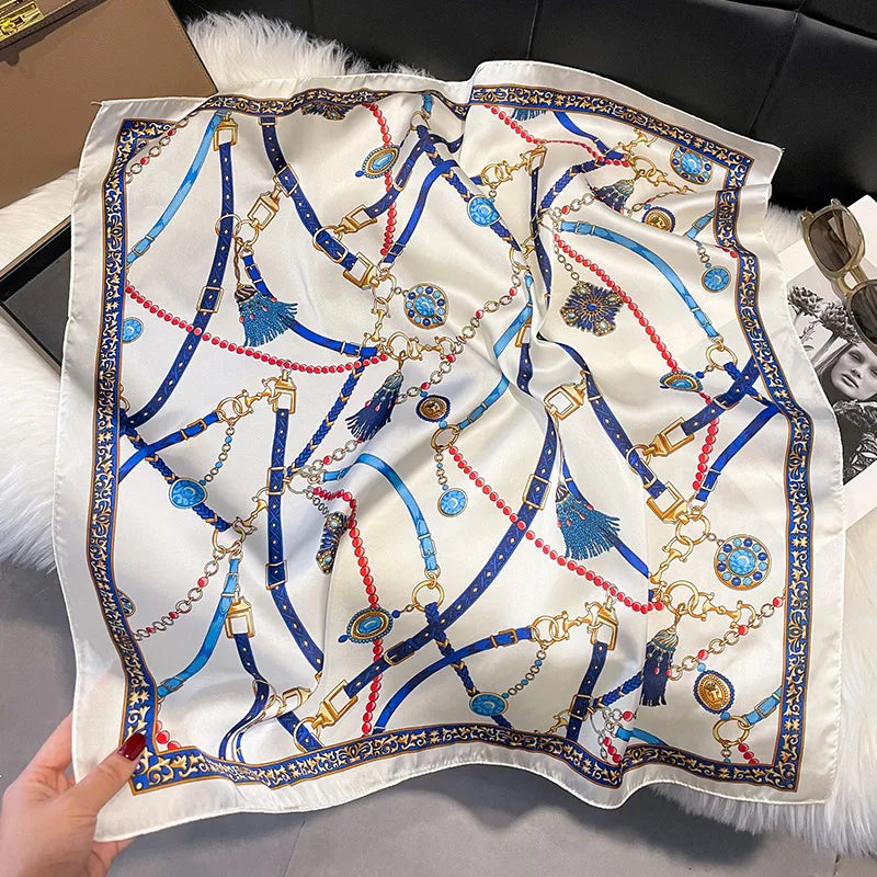 2025 Korean Satin Silk Scarf 70cm Square Women Fashion Shawl Wrap Neckerchief New Elegant