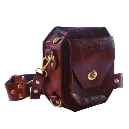 Punk Retro PU Square Waist Bag Casual Small Square Hip Packs For women's Crossbody Cross Multi-function Outdoor Leg Phone Pouch
