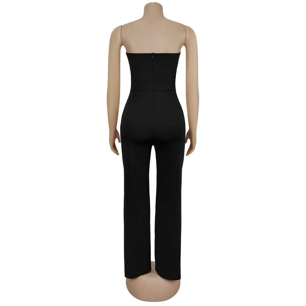 Sexy Backless Strapless Jumpsuit Summer Women Fashion Solid Button Sleeveless Slim Fit Wrap Hip Jumpsuits Elegant Office Romper