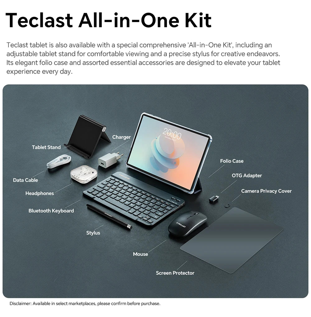 Teclast P33Case 10.1" Tablet Android 15 9GB(3+6GB) RAM 64GB ROM Allwinner A333 P33 Case/Keyboard/Mouse/Stylus/Headphone 6000mAh