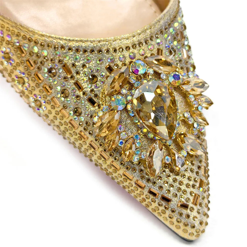New Fashion Women's Summer Elegant High Heels Women's Sandals Luxury Wedding Italian Women's Party Shoes All Diamond