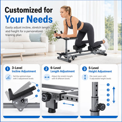 Back Stretcher and Crawling Trainer, Adjustable Height and Length with Step Counter, for Core Strengthening and Cardio Workout, Sturdy Home Gym Equipment for Office Studio Use, Anti-Slip Padded Handrails for Safe Exercise