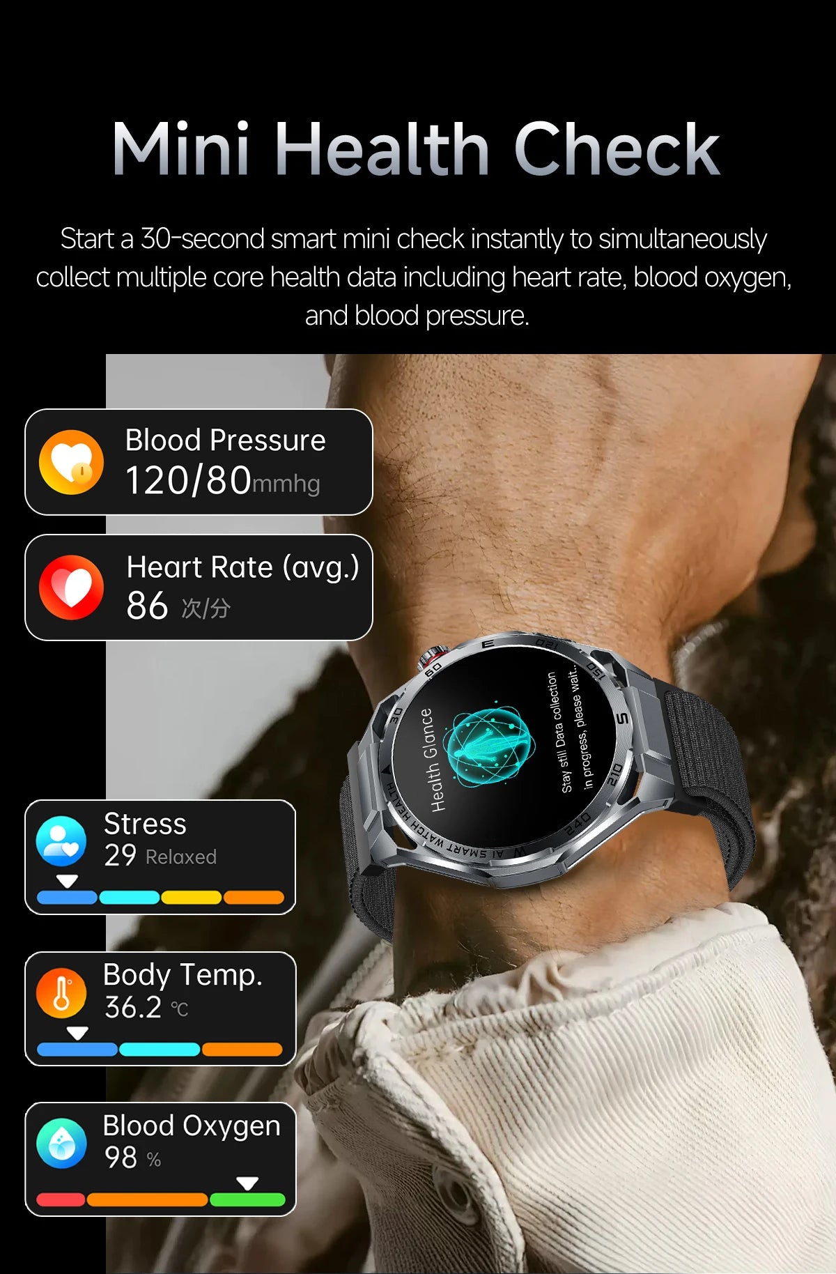 2026 New ECG+PPG Body Fat Analysis Health Smart Watch Uric Acid BP Blood Oxygen Bluetooth call Sports Smart Watch For Men Women