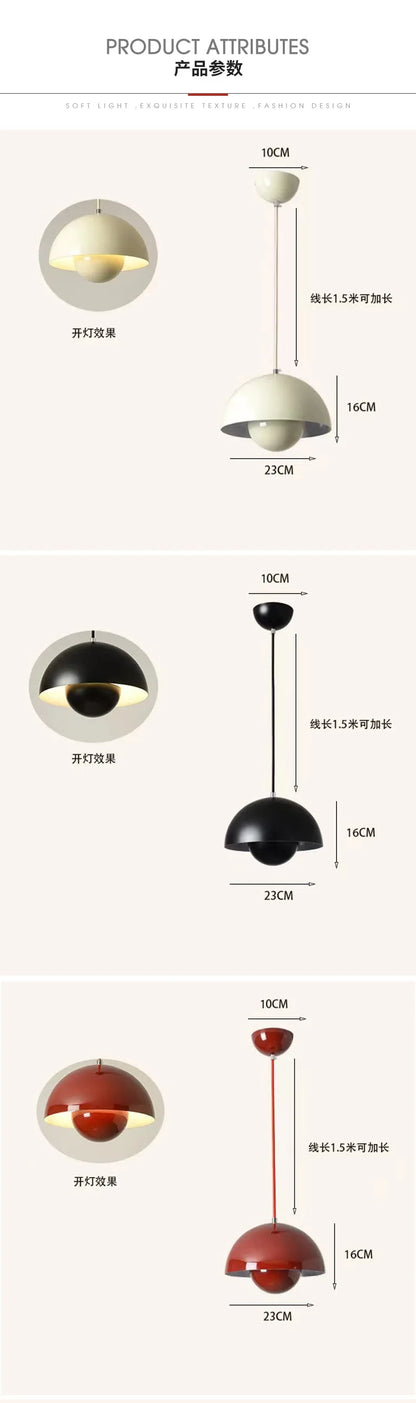 Nordic Minimalist 23cm Pendant Lights Modern Restaurant LED Chandelier E27 Bedroom Study Kitchen Island Home Decoration Gloss