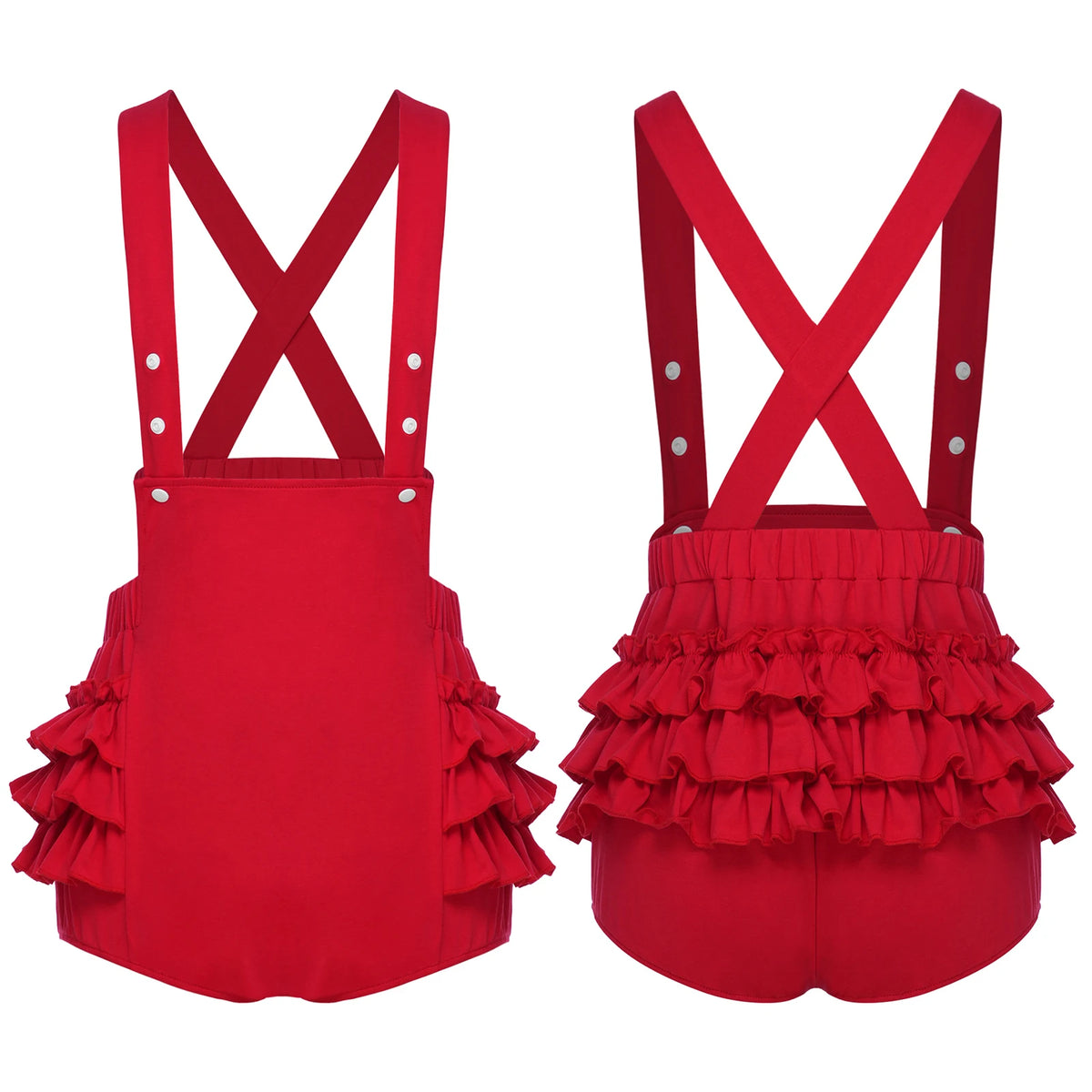 Women Ruffled Skinny Shorts Overalls Rave Dance Party Streetwear Elastic Waistband Adjustable Strap Suspender Short Bib Rompers