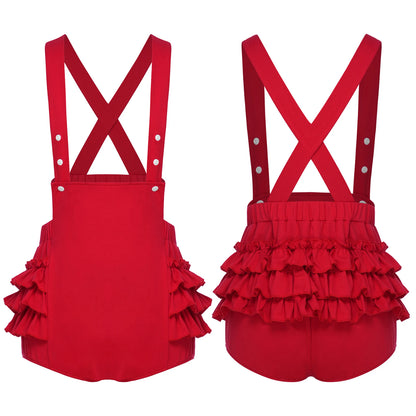 Women Ruffled Skinny Shorts Overalls Rave Dance Party Streetwear Elastic Waistband Adjustable Strap Suspender Short Bib Rompers