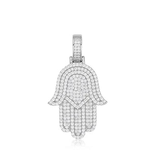 New Moissanite Iced Out Bling Hamsa Hands Pendants Necklaces S925 Silver Charm For Men Women Hip Hop Jewelry Passed Diamond Test