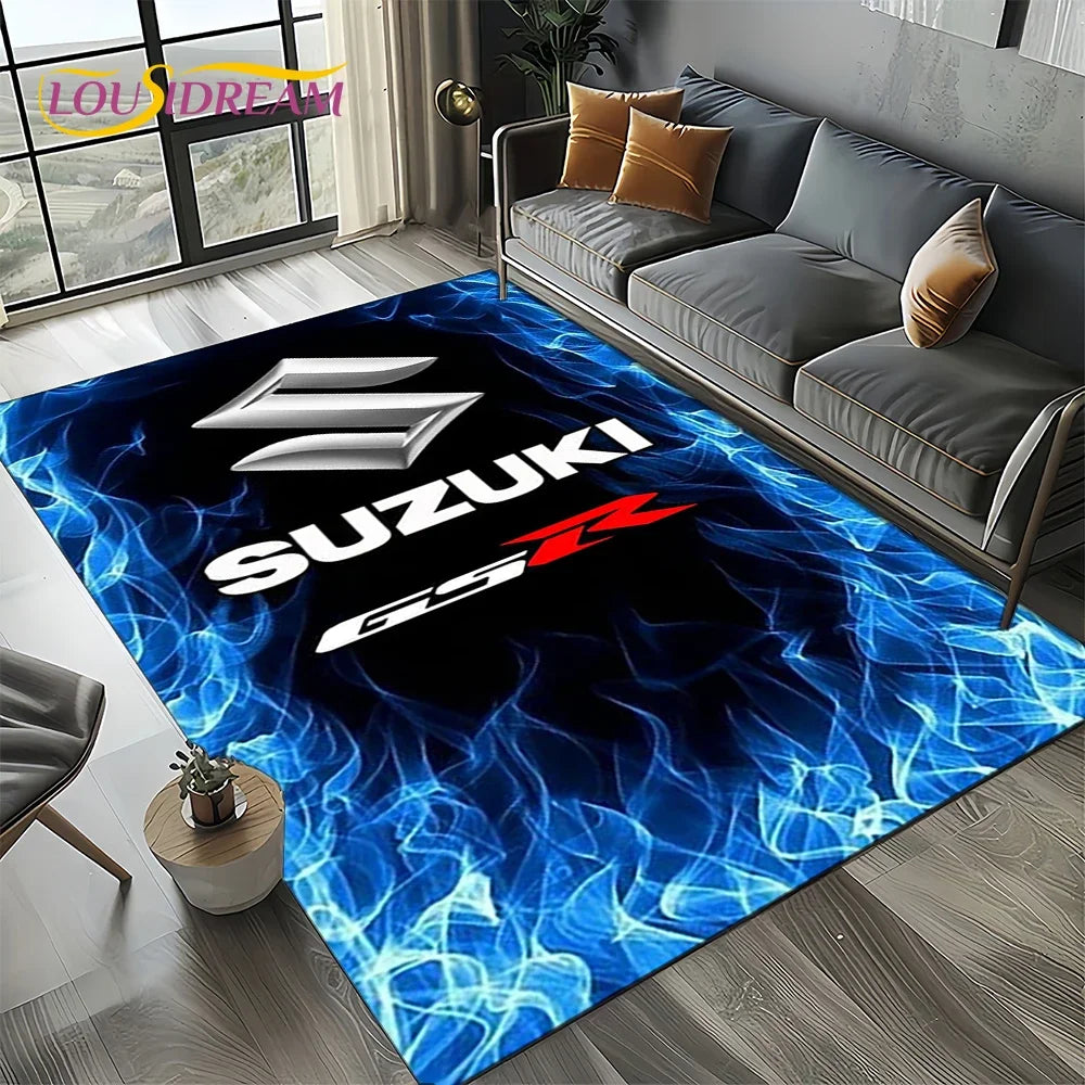 2025 Racing Car S-SUZUKI Logo Motorcycle Carpet Rug for Bedroom Living Room Home Sofa Decoration,kids Play Decor Floor Mat Gift