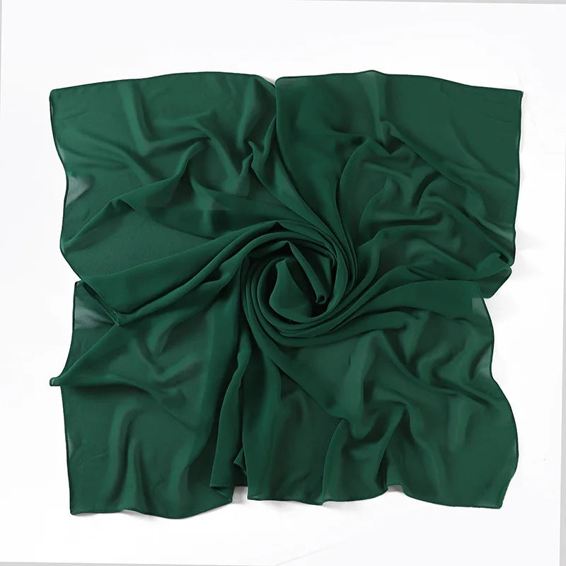 90*90CM Headwrap Heavy Chiffon Square Scarf Muslim Hijabs Women Underscarf Fashion Casual Plain Color Hijab