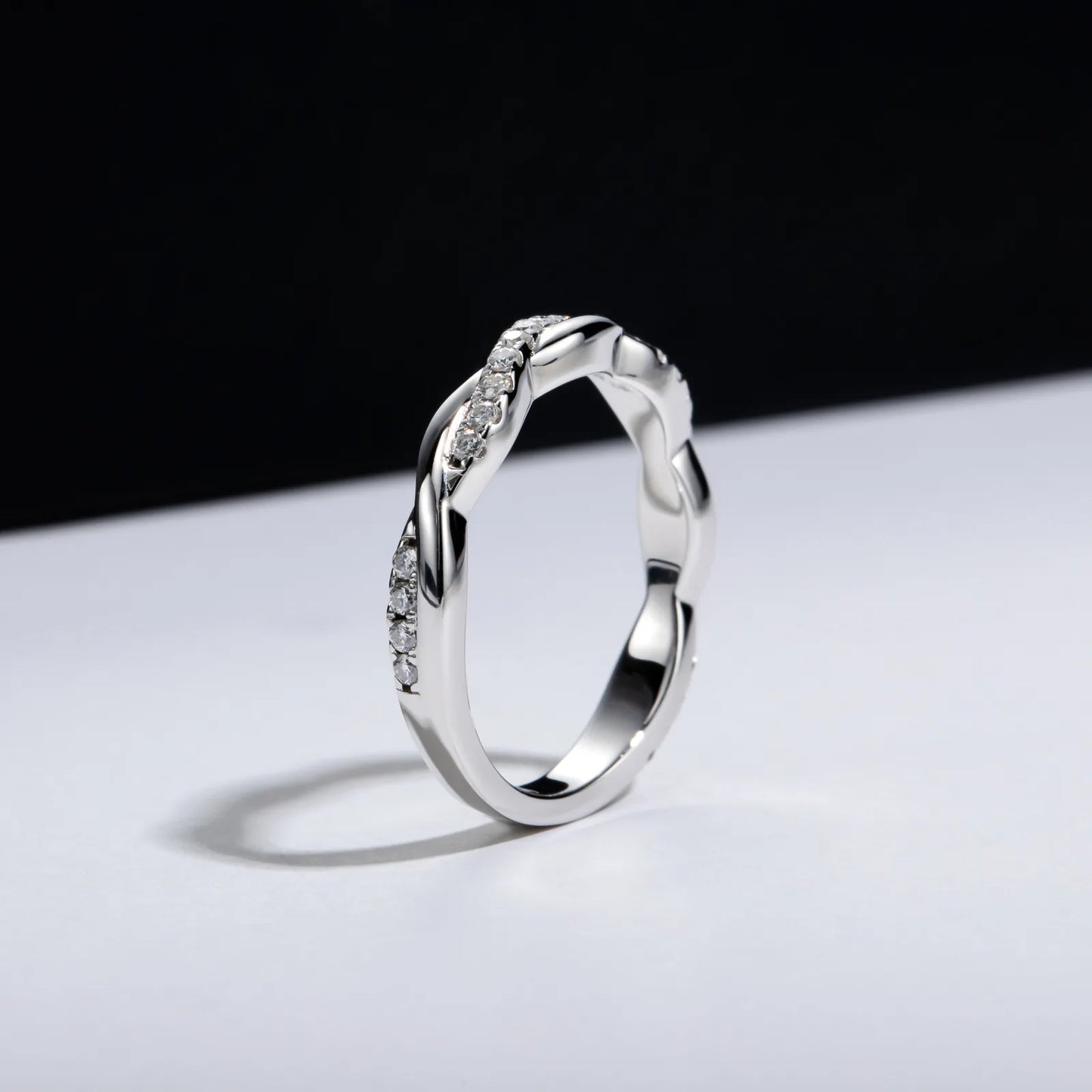 Carnica Luxury 925 Sterling Silver 1CT Real Moissanite Ring for Women Sugar Cube Pull-twist Arm GRA Diamond Wedding Jewelry Gift