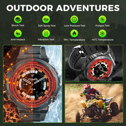 EIGIIS Smart Watches for Men with LED Flashlight 1.53" HD with 100+ Sport Modes Health/Sleep Monitor and 3ATM Waterproof Watche