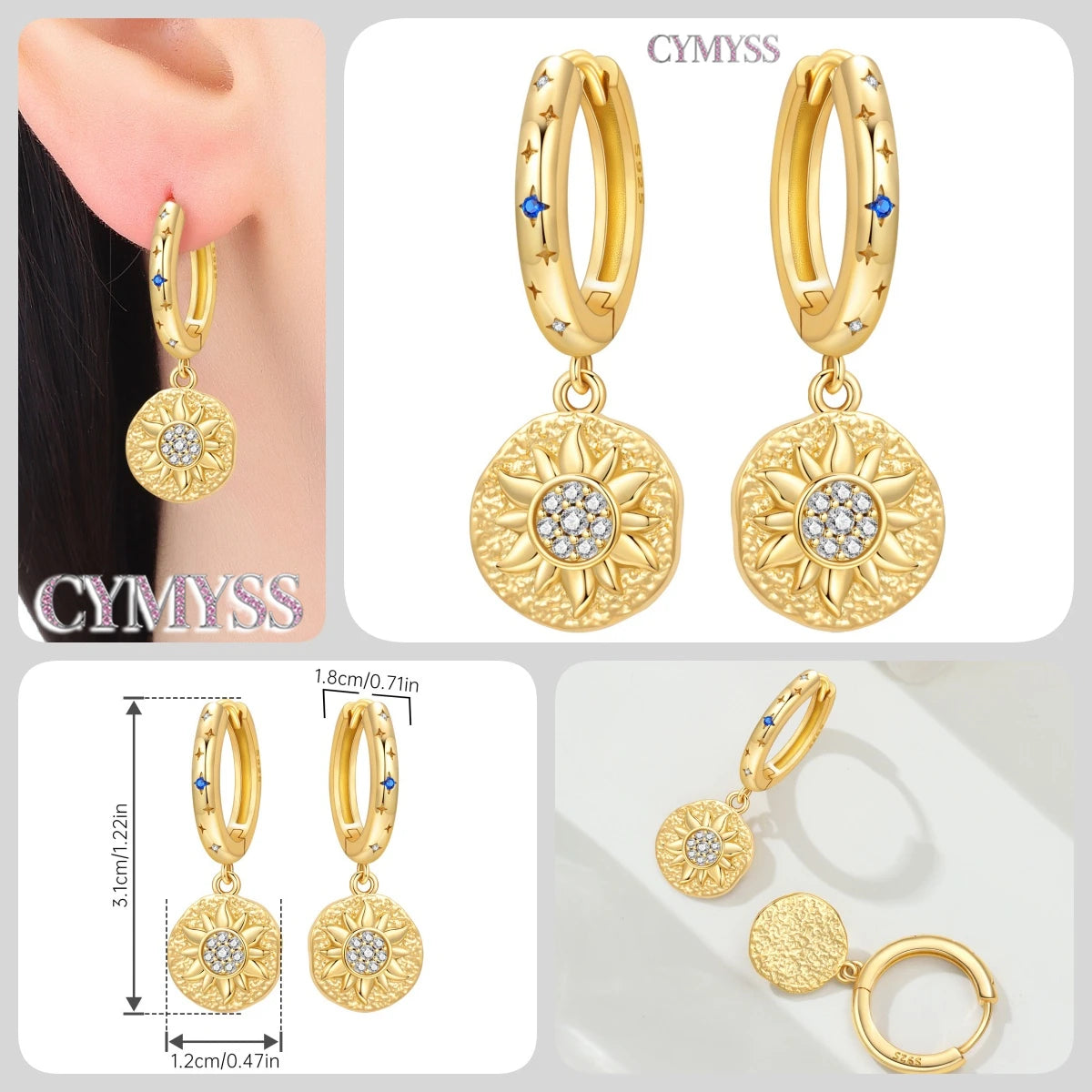 Original 925 Sterling Silver Heart Vintage Luxury Earrings Fashion 18K Gold Hoop Earrings for Women Piercing Jewelry Aretes 2026