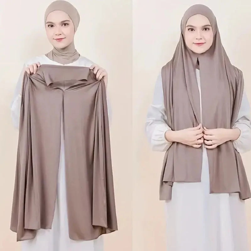 Instant Hijab Scarf for Women Muslim Easy To Wear Jersey Head Scarf Wrap Thin Breathable Soft Sunscreen Pullover Head Wrap