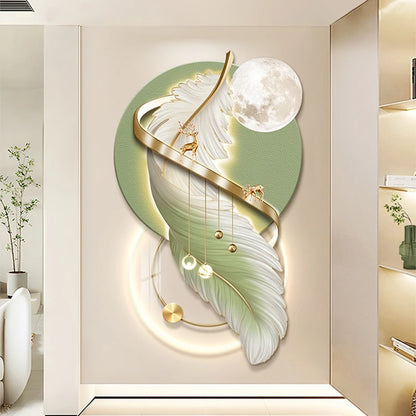 Entrance LED Mural Light Feather For Corridor Living Room Hallway Kitchen Modern Hanging Paintings Home Decoration Art Wall Lamp