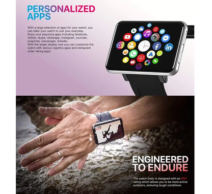 New DM100 4G Smart Watch 2.86" HD Touch Screen MTK6739 Quad Core 32GB+2700mAh Dual Camera GPS Bluetooth Waterproof Smartwatch