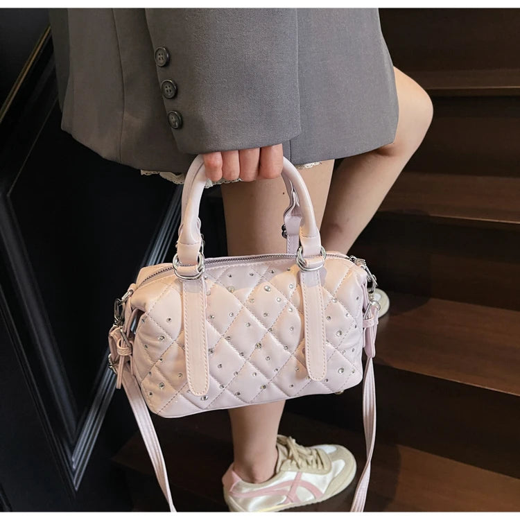Light Luxury Rhinestone Women Handbags New Exquisite Fashion PU Leather Crossbody Bag Classic High Quality One Shoulder Pack