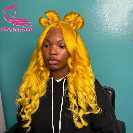 Loose Wave Honey Blonde  Full Lace Wig HD Yellow 613 Colored Lace Front Wig Full Lace Frontal Wigs For Women 100% Human Hair