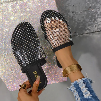 Women Slippers Summer Sexy Mesh Indoor Home Sandals Square Toe Female Flat Slippers Outdoor Clogs Beach Slippers Slides Women