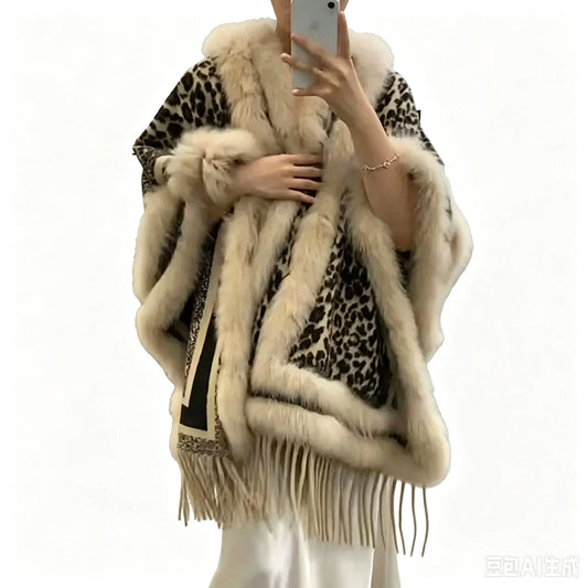 2025 Women Real Fox Fur Shawl High Quality Fashion High Quality Hot sale Female Wool Wrap