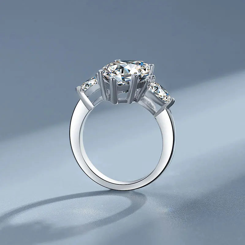 Luxury Marquise Ring 5ct Moissanite Women's PT950 Platinum - 5ct radiant marquise center stone, full aura, gala centerpiece