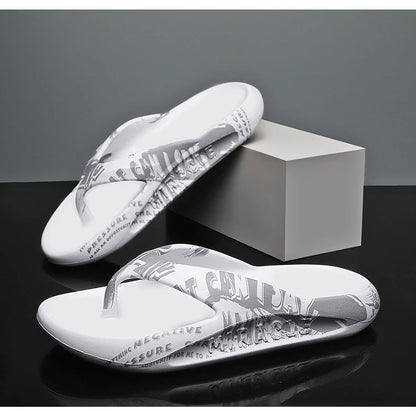Printed male and female couples large size EVA high elastic flip-flops thick-soled lightweight slippers for outdoor beach shoes