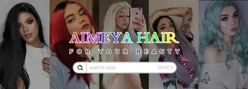 AIMEYA  Red Long Wig Natural Hairline Loose Wave Lace Front Wig for Women Daily Use Heat Resistant Synthetic Hair Blue Purple