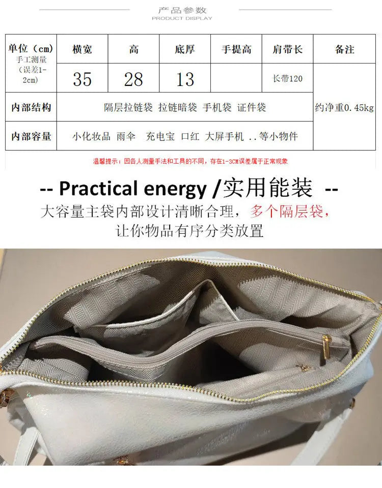 2026 New Fashion Diamonds Women Handbags Genuine Leather Tote Bag Large Capacity Work Commute Leisure Versatile Shoulder Bags
