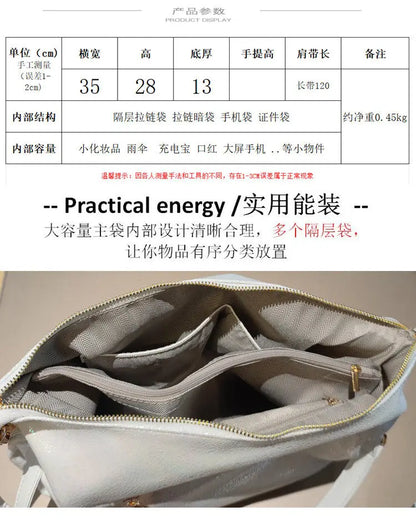 2026 New Fashion Diamonds Women Handbags Genuine Leather Tote Bag Large Capacity Work Commute Leisure Versatile Shoulder Bags