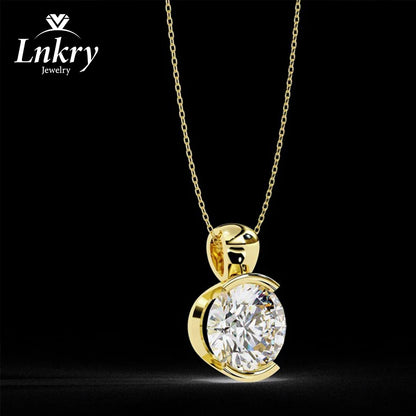 Lnkry Half Bezel 2.0CT Moissanite Necklace For Women Brilliant Lab Created Diamond Pendant Necklaces 2026 Trend Jewelry