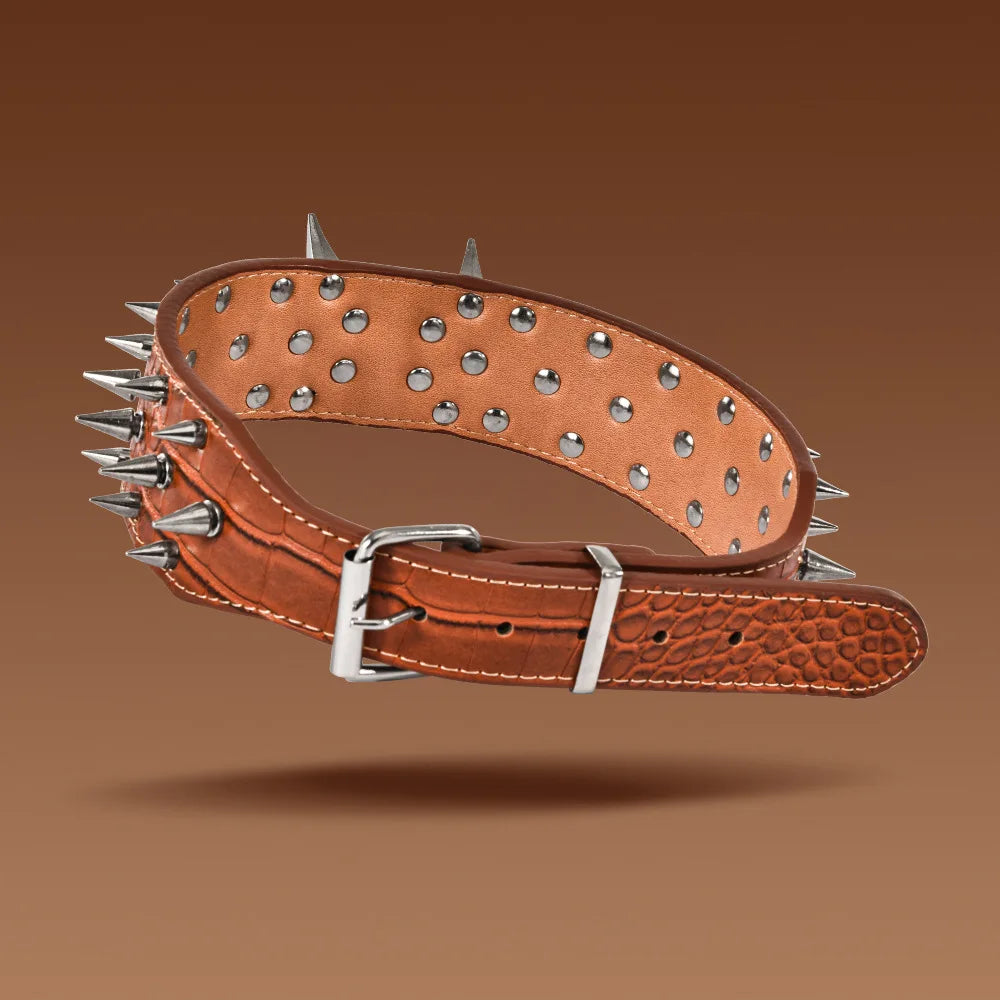 5CM Wide Spiked Studded Dog Collar Anti-Bite PU Leather Pet Collar for Large Dogs Pitbull Mastiff Pet Supplies Accessories