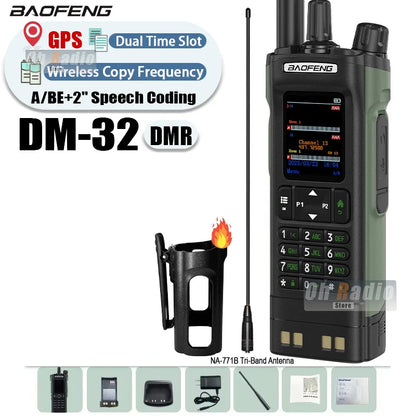 BAOFENG DM-32 Walkie Talkie With Belt Holster DMR Radio Digital GPS APRS AES256 Type-C Vox 4000CH DualMode Analog Dual Time Slot