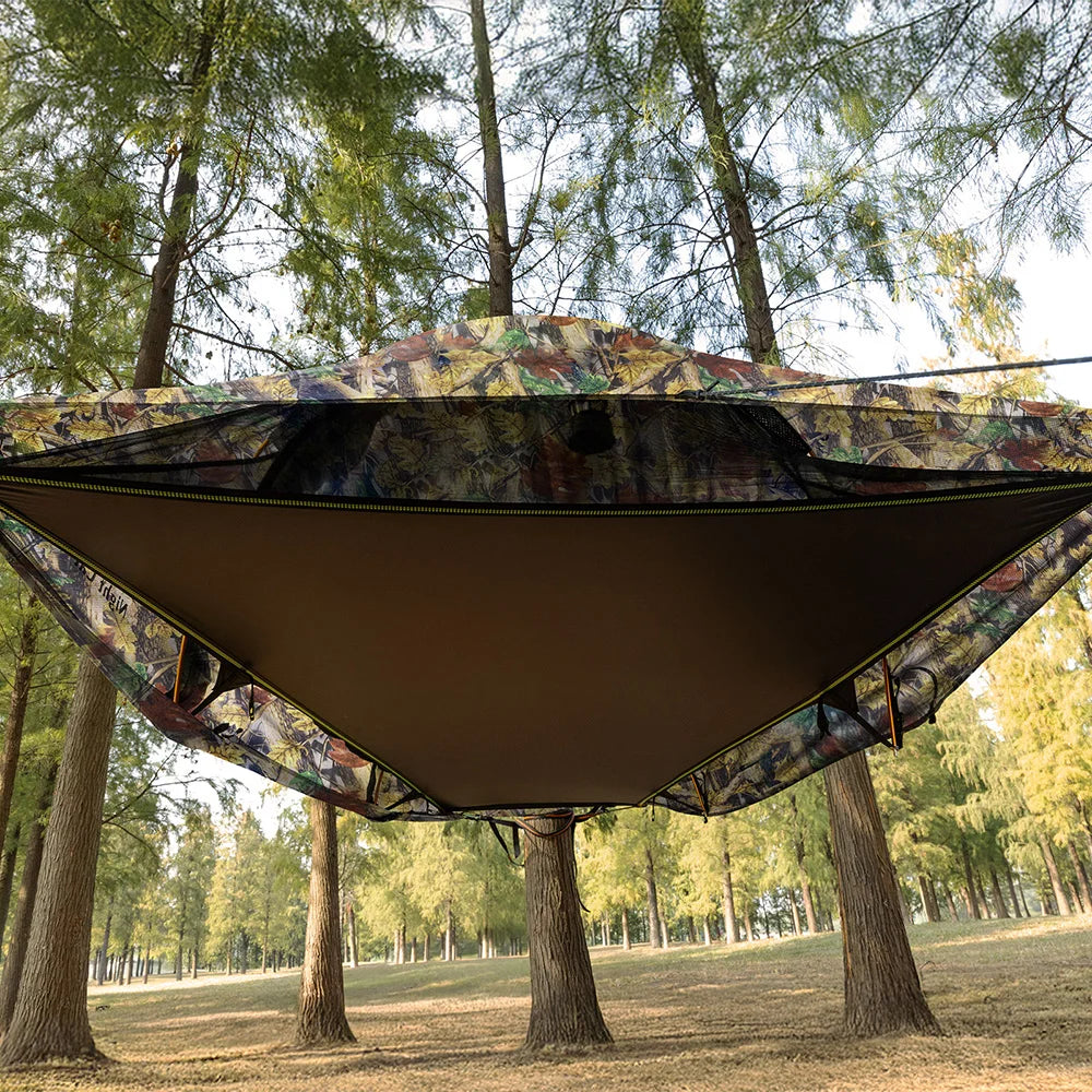 Night Cat Flat Lay Hammock Tent: Portable Lightweight Camping Hammock with Mosquito Net Waterproof Rainfly for 1 Person Outdoor Camping Green