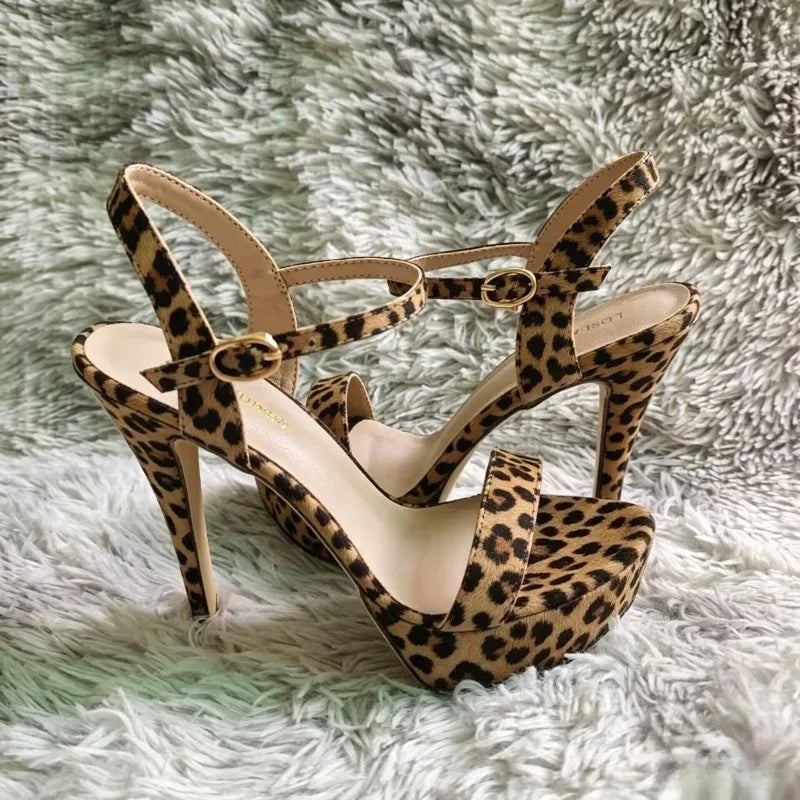 Women Sexy Pumps Peep Toes Sandals Stilettos 14cm Elegant Platform High Heels Luxury Nighclub Party Wedding Jazz Dance Shoes