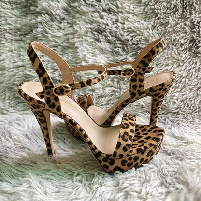 Women Sexy Pumps Peep Toes Sandals Stilettos 14cm Elegant Platform High Heels Luxury Nighclub Party Wedding Jazz Dance Shoes