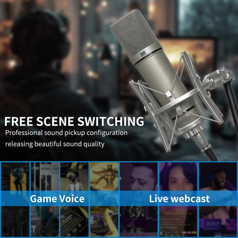 KDES AI XLR Condenser Microphone Professional Cardioid Studio Mic for Recording Podcasting Voice Over Streaming Home Studio