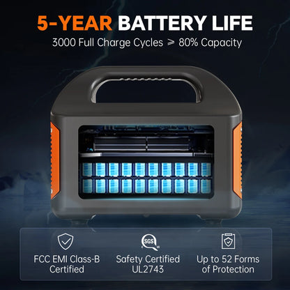 500W 460Wh Portable Solar Power Station Emergency Power LED Display Outdoor Power Supply LifePO4 Battery Power Bank for Camping Fishing