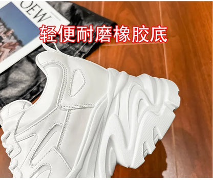 ZJR 14cm Chunky Sneakers for Women Super Increasing Women Shoe High Quality Real Leather Shoes Lightweight Platform Shoes 8-14cm